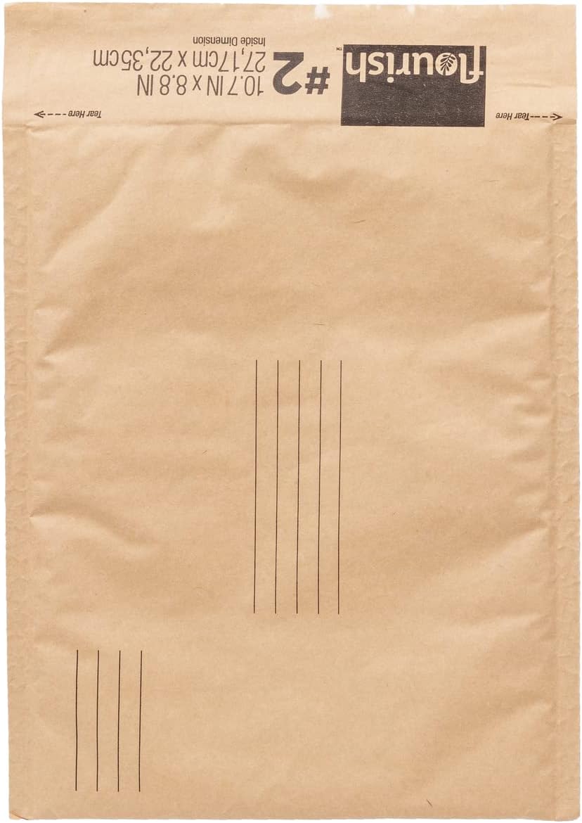 Flourish Brand #2 Honeycomb Recyclable Mailers, 10.7 in. x 8.8 in, Brown, 20 Pack (287536)