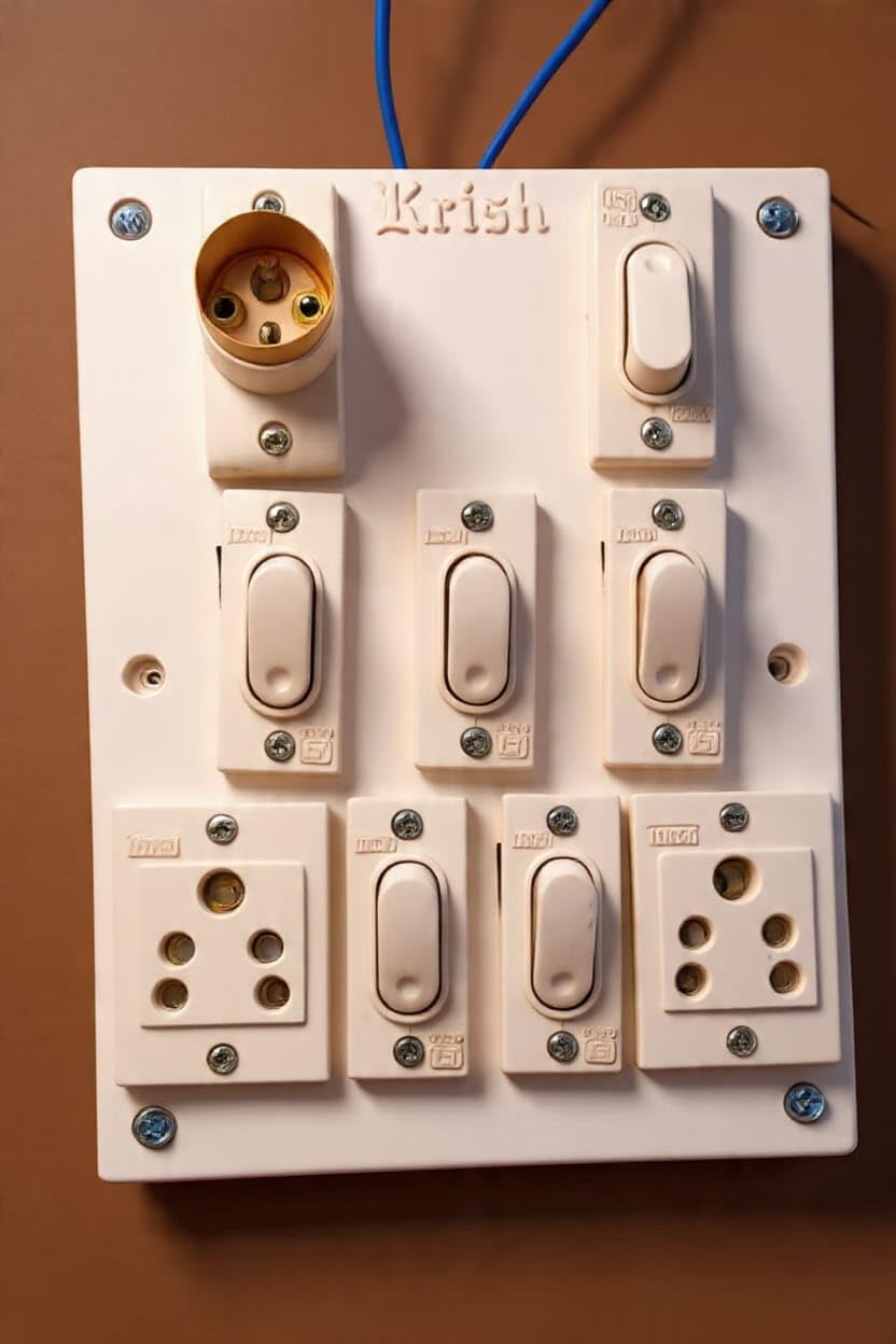 Electricals 6+2+1 Combined Switch Board/Extension Box | 6 Switch, 2 Socket & 1 Bulb Holder Board. Fully Pre-Wired with Heavy Duty Copper Wire. Easy Installation & Ready to Use.-image-8