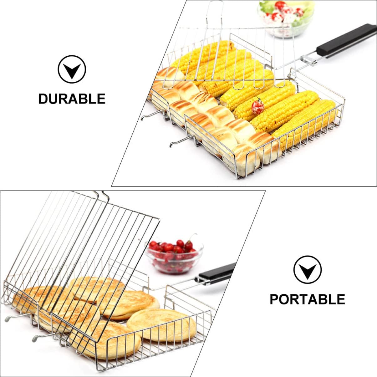 DECHOUS 1Pc Portable Barbecue Grill Rack Sturdy Bbq Utensil for Camping Picnics and Outdoor Grilling Durable Smooth Surface for Fish and Vegetables