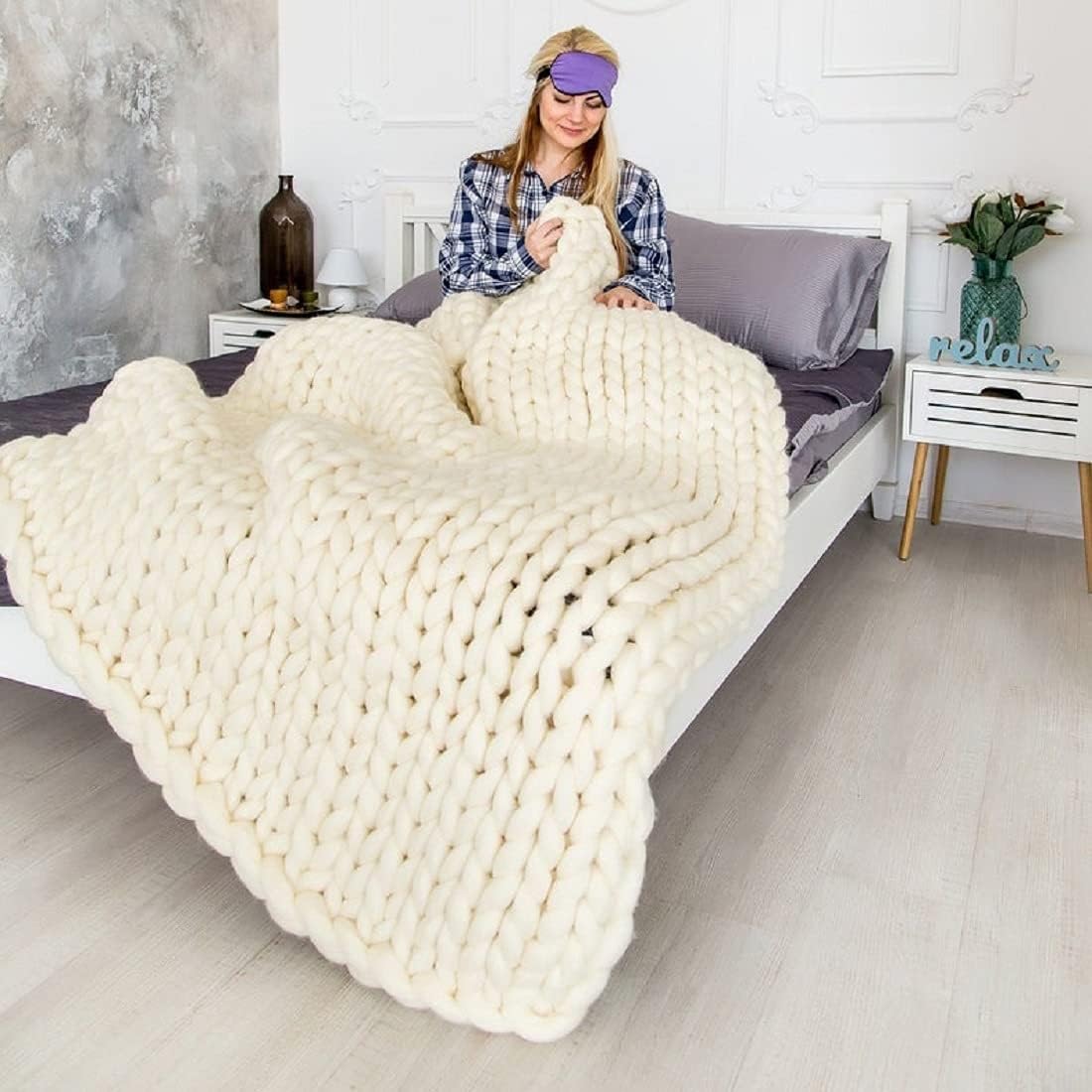 Grof Gebreide Deken, Gezellig Warm Gebreide Deken Mengworp, Handgemaakt Wollen Deken Gebreid Gooi Deken, voor Bank Bed Fauteuil Tuin (Color : Pink, Size : 120 * 180cm
