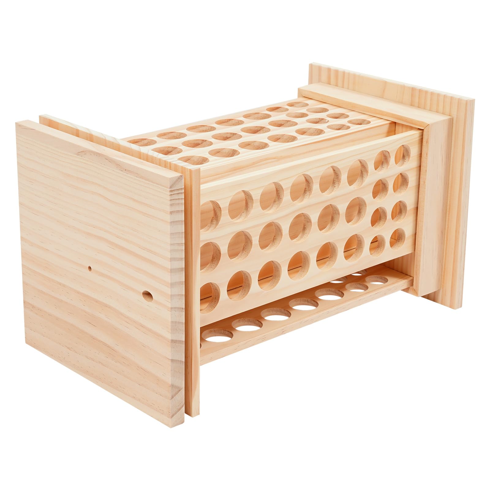 Drehbarer Ätherisches Öl Display Ständer, Aufbewahrungsbox aus Holz mit 125 Löcher 4 Seiten, Nagellack Organizer Aromatherapie Öle Gestell Halter Anzeige für Trägeröl, Duftöle, Parfüm