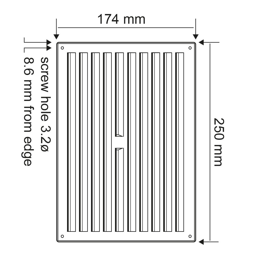 Airflow Louvered Vent Grille, White Plastic Open/Close Vent, 250mm x 174mm, Paintable Surface, Ventilation Grilles, Registers - Image 2