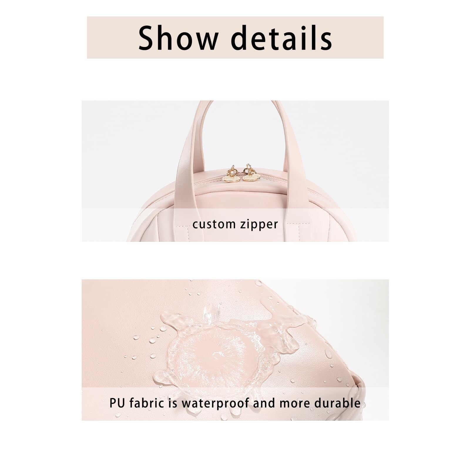 Porta Trucchi Pochette Trucchi Borsa for Cosmetici da Viaggio Borsa for Cosmetici Impermeabile Borsa da Toilette Portatile con Manico e divisori Trousse Trucchi Donna(Pink)