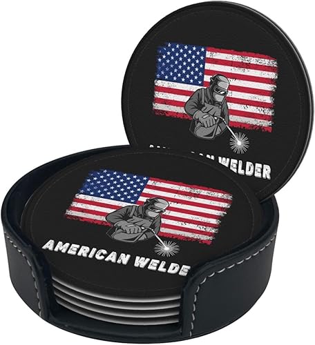 Miniatura 3 de American Welder - Juego de 6 posavasos de piel sintética para cocina, bar, mesa, escritorio