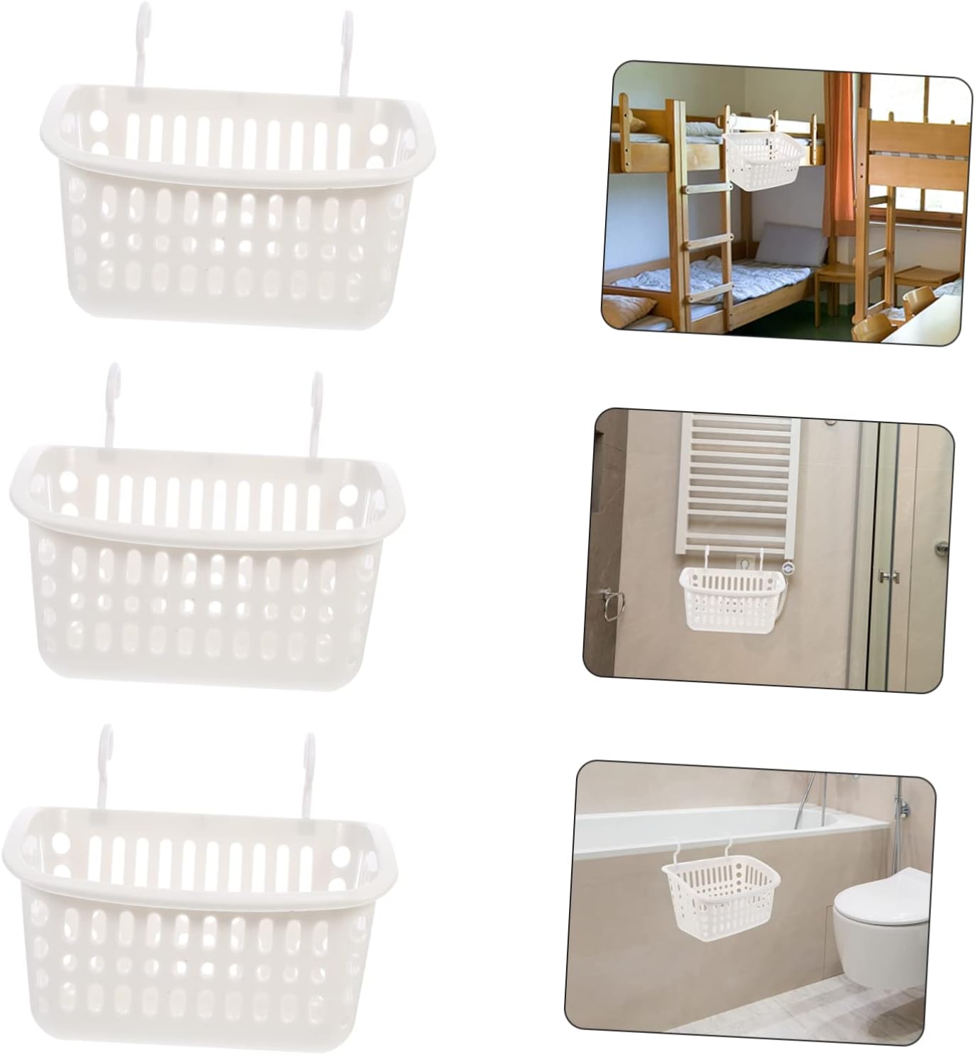 3pcs Multi-purpose Plastic Storage Baskets for Toiletries and Seasonings Sturdy Hanging Organizers for Bathroom and Kitchen Space-saving Holders