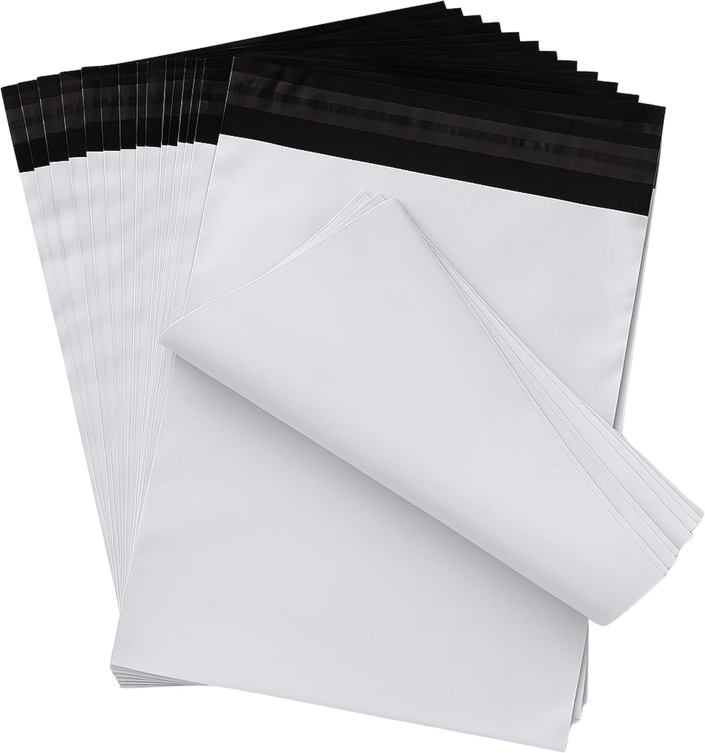 Pakomat foliopaki 20 sztuk 24 x 32 cm – samoprzylepne, nieprzezroczyste koperty wysyłkowe z LDPE 50 μm, białe foliopaki czarne w środku do odzieży, przesyłek, sprzedaży online i e-commerce