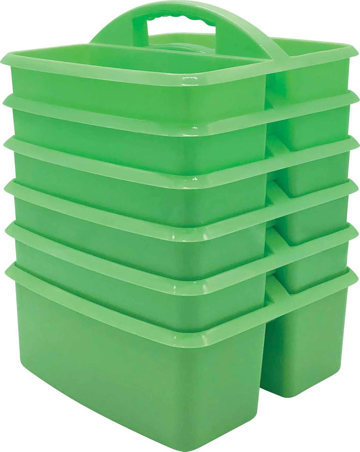 teacher created resources mint portable plastic storage caddy 6-pack for classrooms, kids room, and office organization, 3 compartment