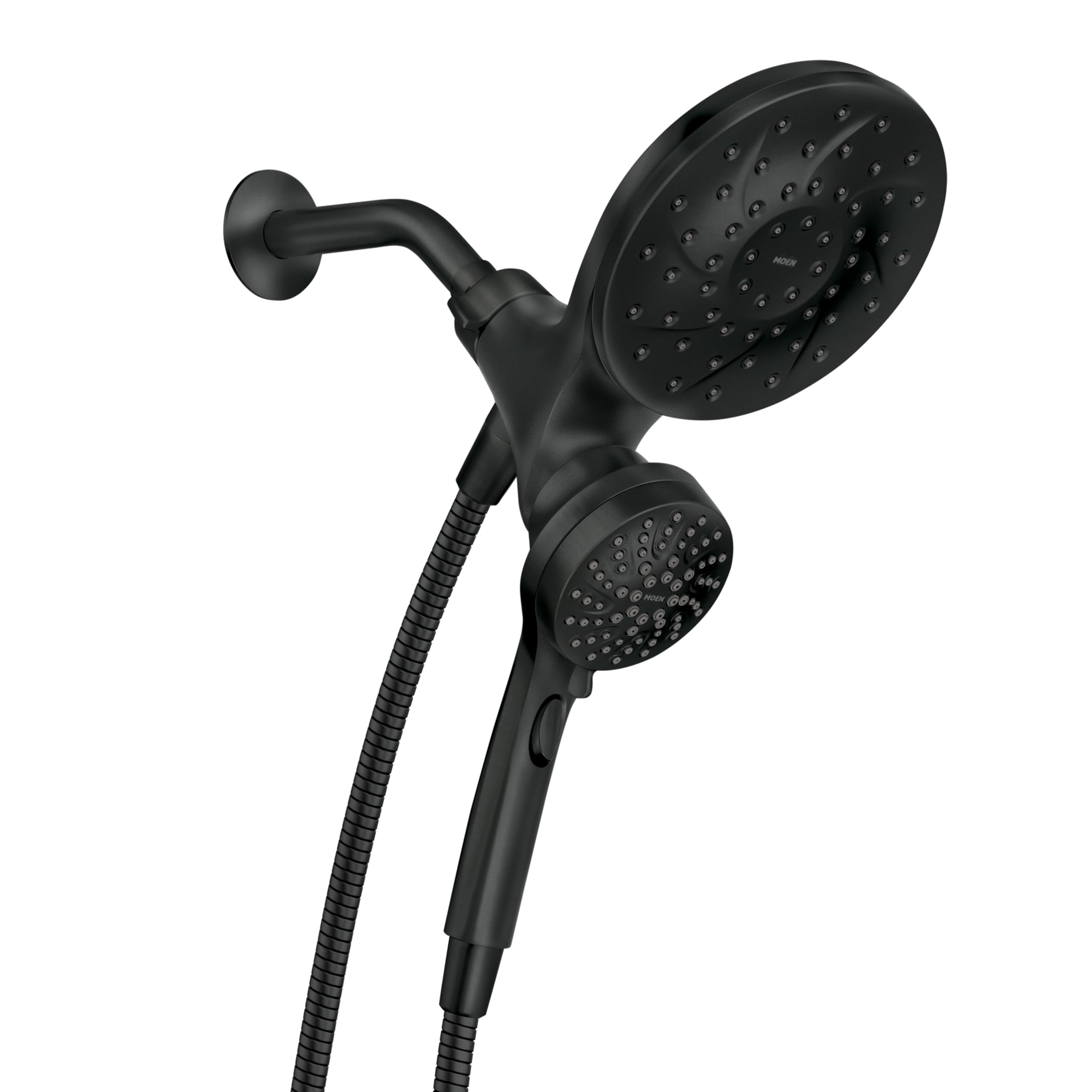Moen Engage Matte Black 2.5 GPM Handheld Showerhead and Rain Shower 2-in-1 Combo Featuring Magnetic Docking System and Metal Hose, 26009BL