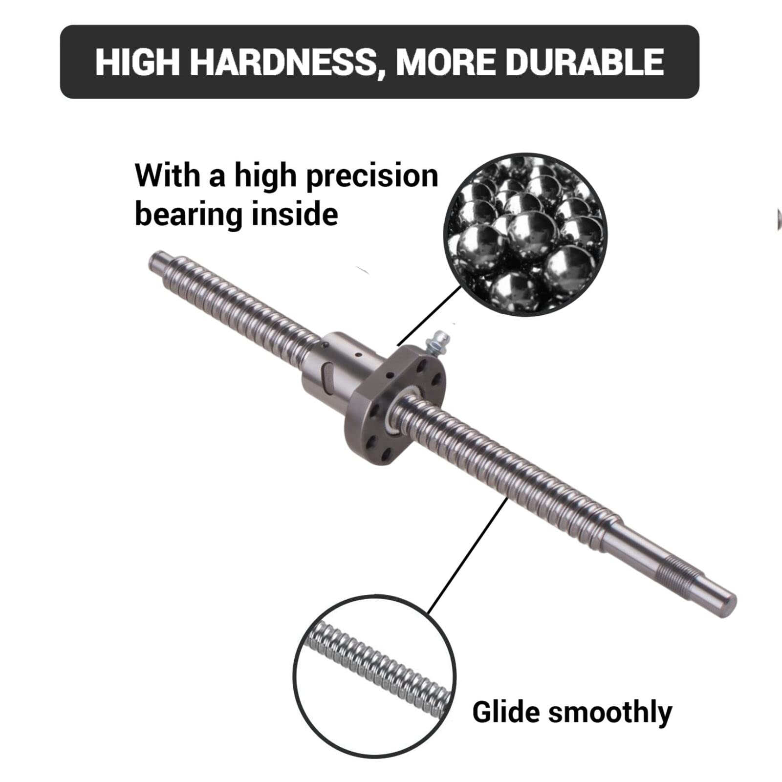 Husillo de bolas SFU1204 300 mm acero inoxidable diámetro 12 mm paso 4 mm para máquinas CNC