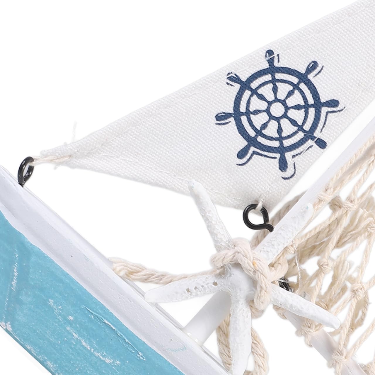 SOLUSTRE Wooden Sailboat Model Nautical Decor for Living Room Bedroom and Office Mediterranean Style Shell Design for Home and Beach Theme Decoration