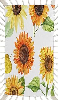 Autumn Colors Sunflowers Crib Sheets for Boys, Girls Machine Washable Soft Cozy Microfiber Fitted Crib Sheet for Standard Crib and Toddler Mattresses Boys Girls 28x52 Inch