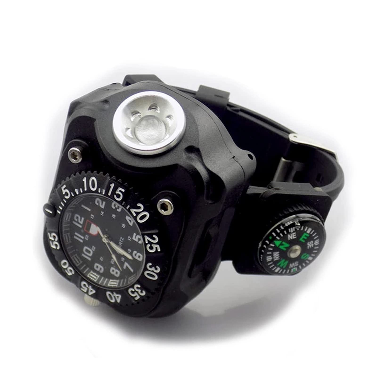 Montre lumineuse LED avec lampe torche et boussole pour courir la nuit