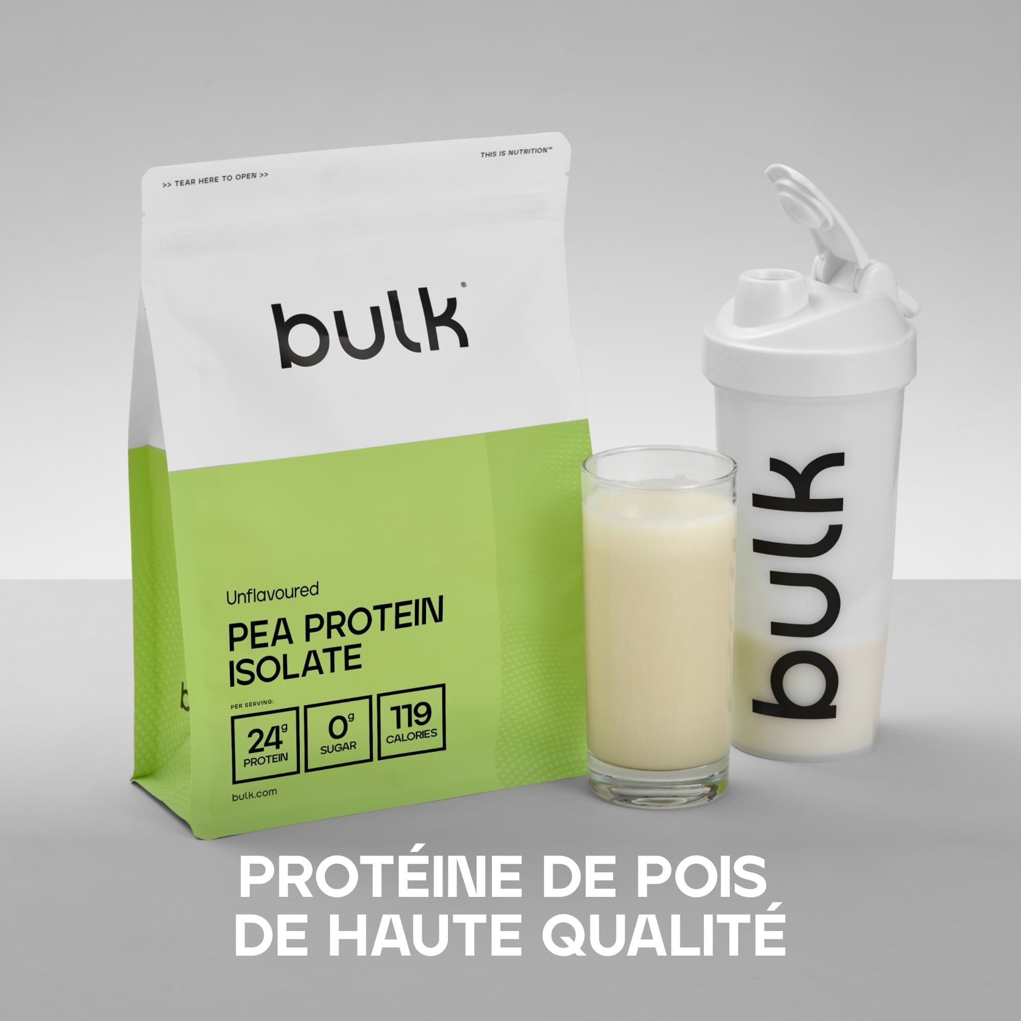 Bulk Isolat de Protéine de Pois, Protéine Vegan en Poudre, Nature, 2,5 kg