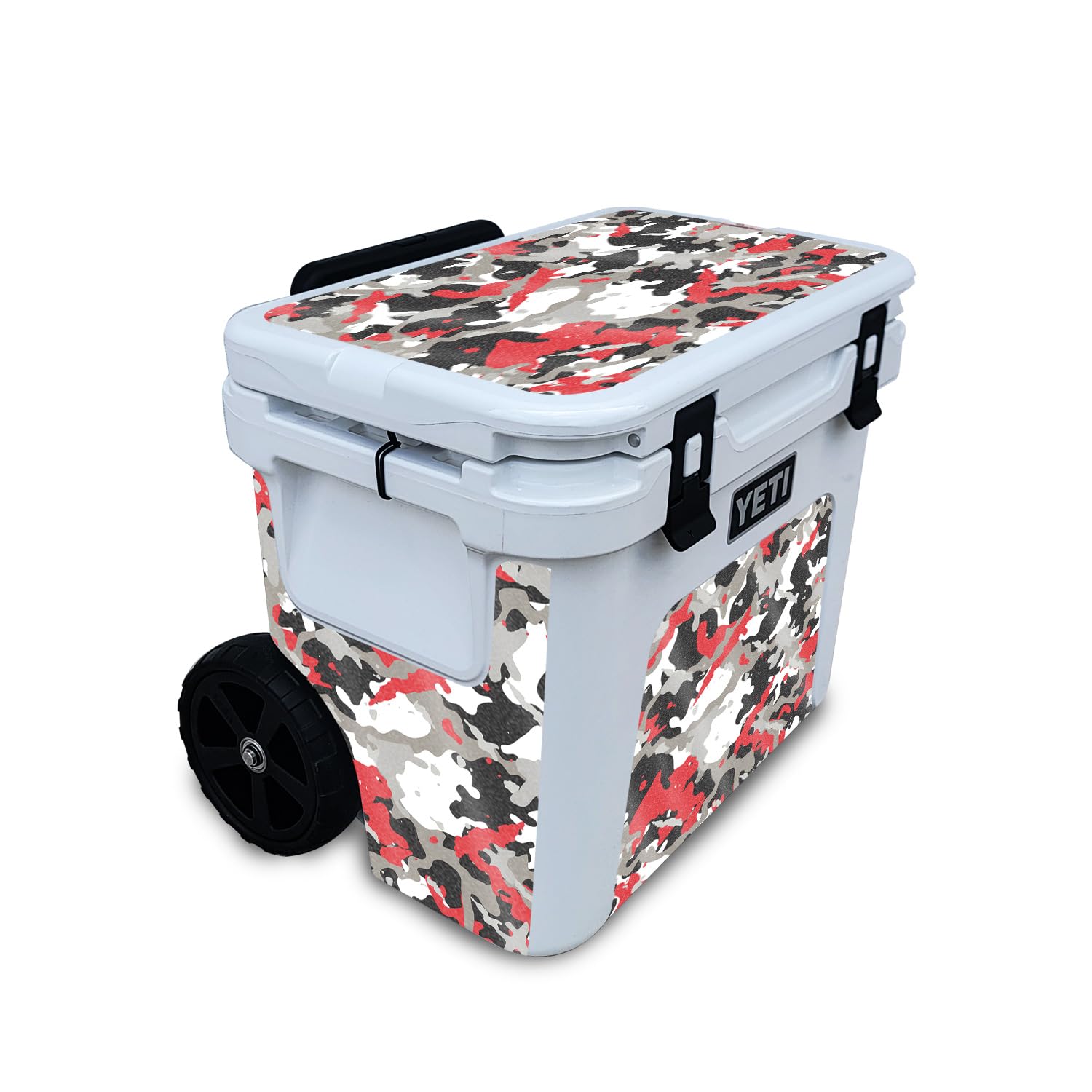 Glossy Glitter Skin Compatible with Yeti Roadie 32 Wheeled Cooler - Red Camo - Premium 3M Vinyl Protective Wrap Decal Cover - Easy to Apply | Crafted in The USA by MightySkins