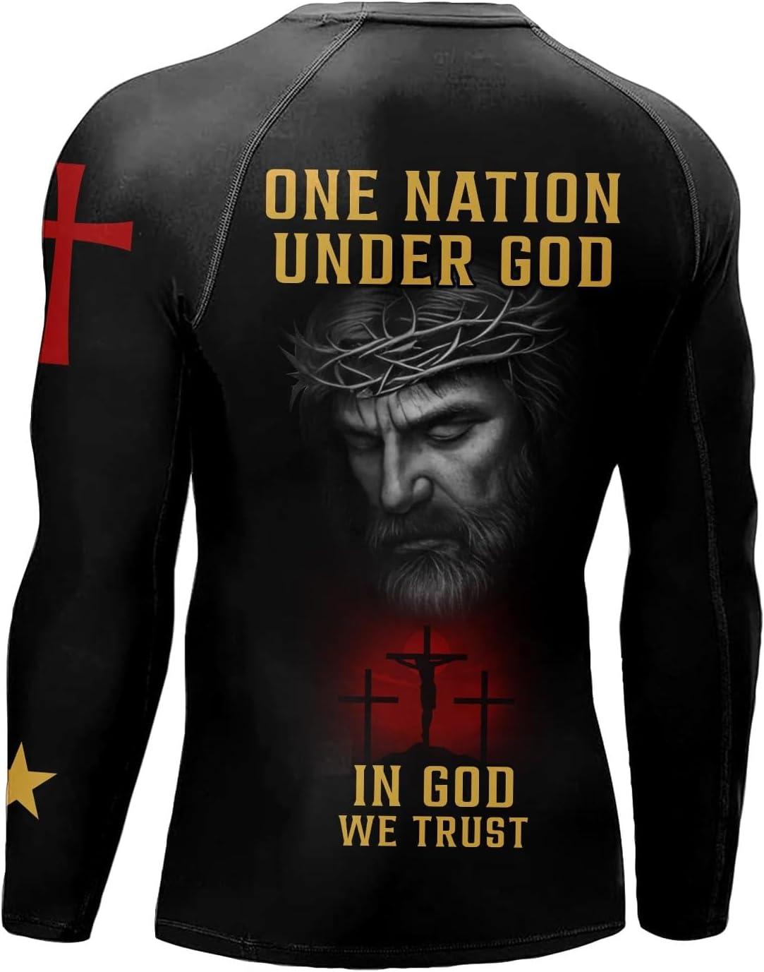 Premium God is My Father Rash Guard for Men Print 3D Never Fade Long Sleeve Compression Shirt for Men