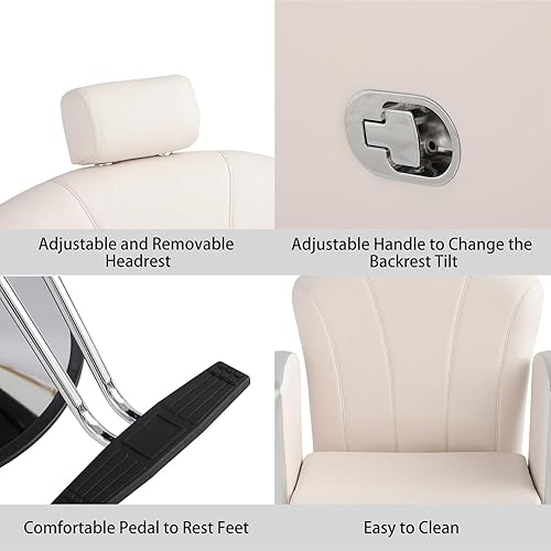 Vista 53 de Silla de salón de altura ajustable para silista de cabello, sillas reclinables de peluquería, silla de peluquería hidráulica, silla de champú Gris