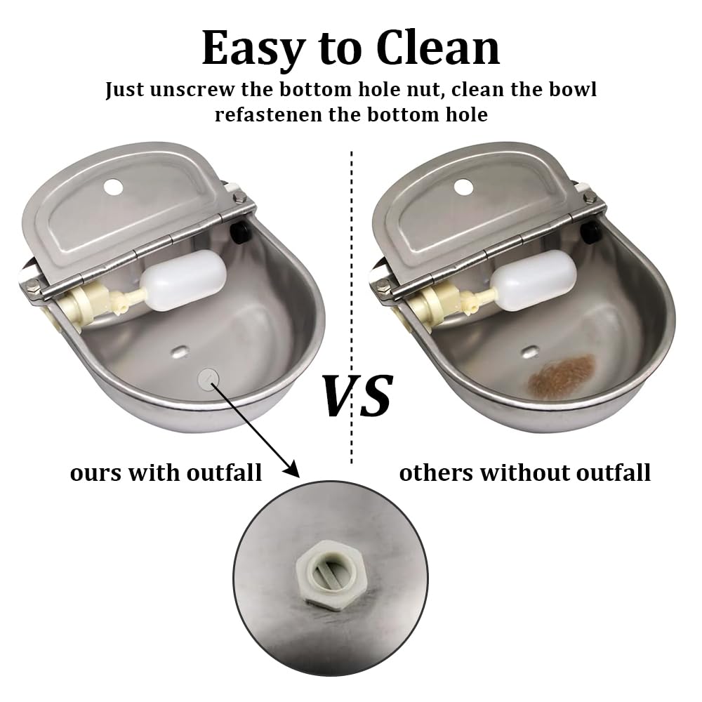 Fuente de agua potable automática para perros de acero inoxidable 304 tipo flotador para ganado, equipo automático de agua potable