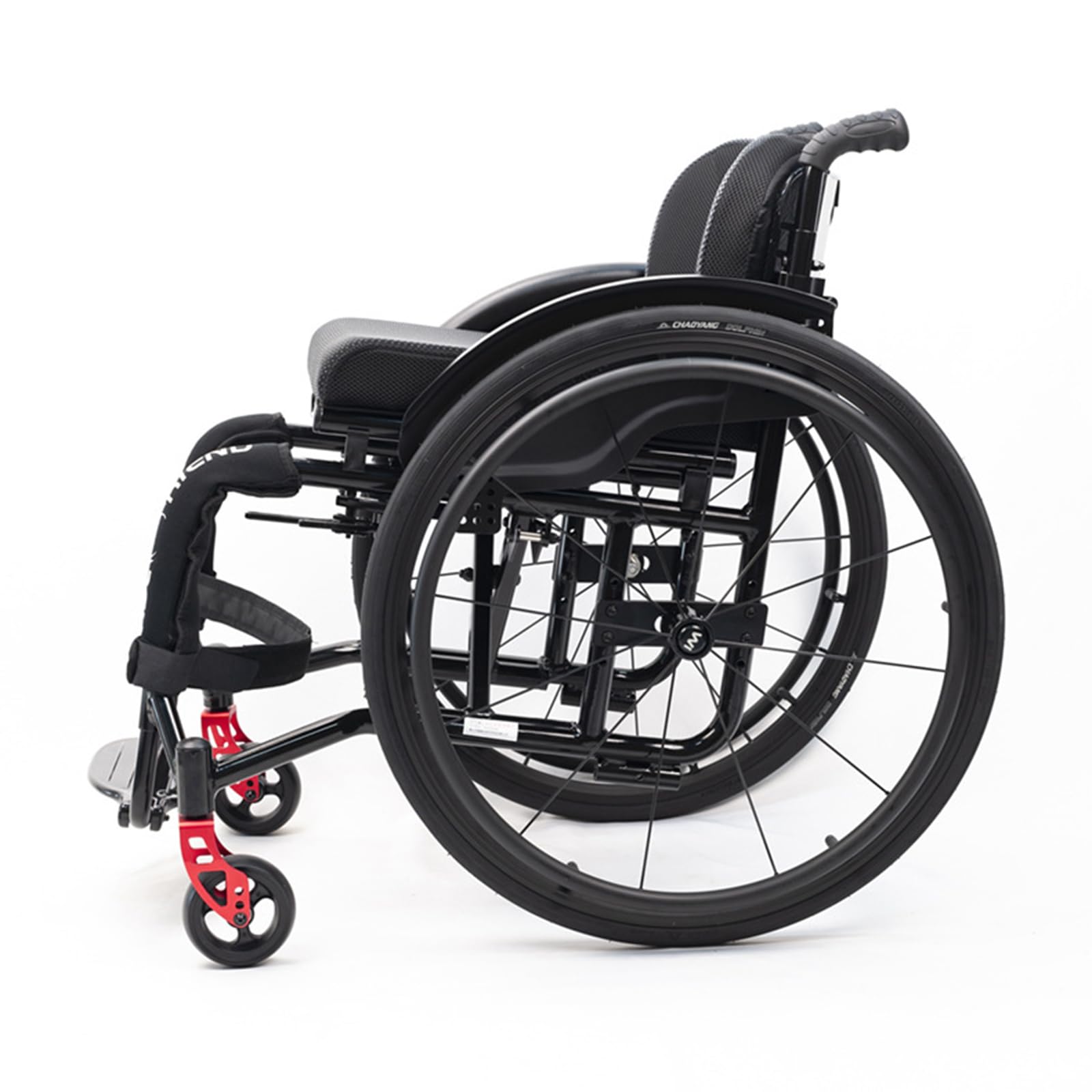 Nrnqmtfz Black Sports Leisure Wheelchair, Adult Handicapped Leisure Big Wheels All Terrain Lightweight Folding Portable Sport Manual Wheelchair For Disabled, Self Propelled Wheelchair(38Cm/15In,)