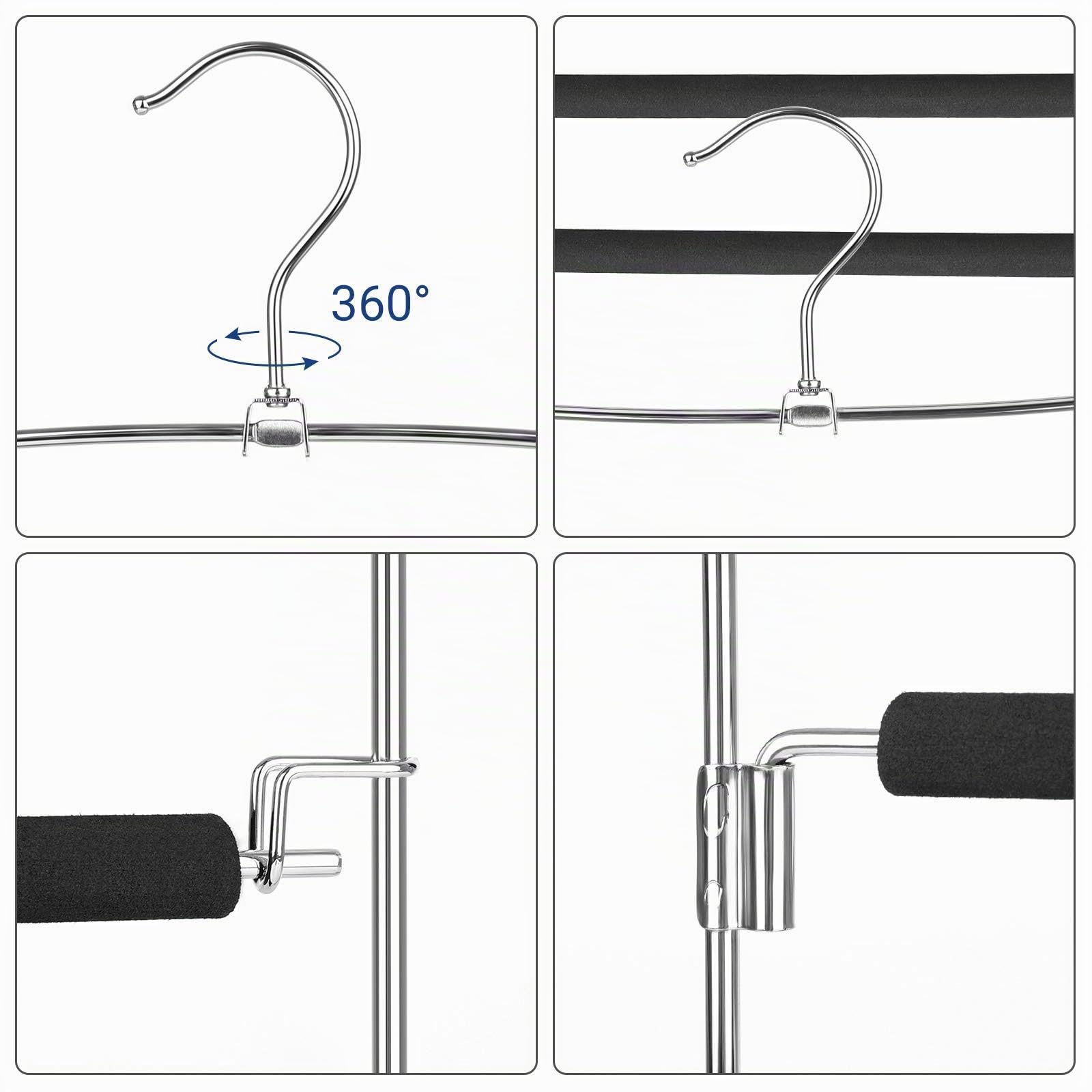 SONGMICS Perchas para Pantalones,Juego de 3, Metal,Multi-Barras,Ahorran Espacio,Estable con Acolchado Antideslizante, Barras de Columpio,para 5 Vaqueros Cada Una,Traje, Bufandas, Corbatas CRI041BK