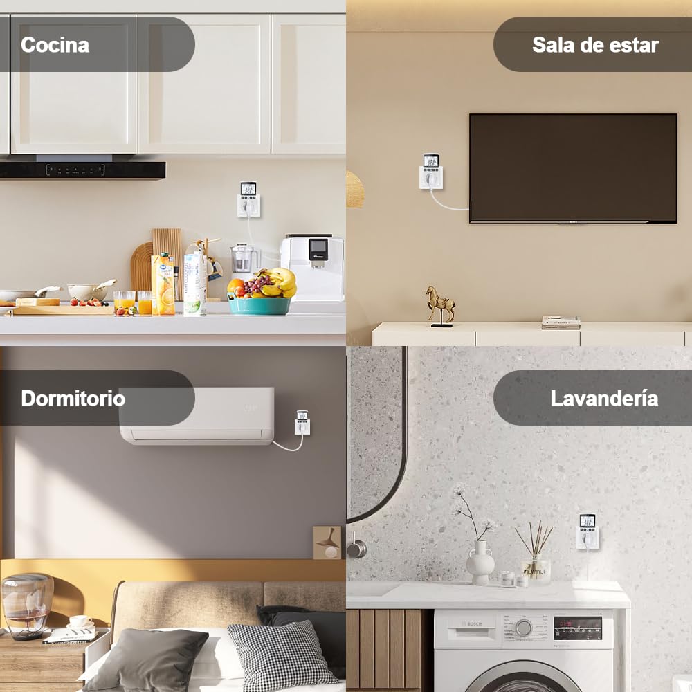 KETOTEK Medidor de Consumo Electrico, Monitor de Electricidad con Pantalla LCD Retroiluminada, Enchufe Medidor Consumo Energía 11 Modos, Protección contra Sobrecarga 3680W