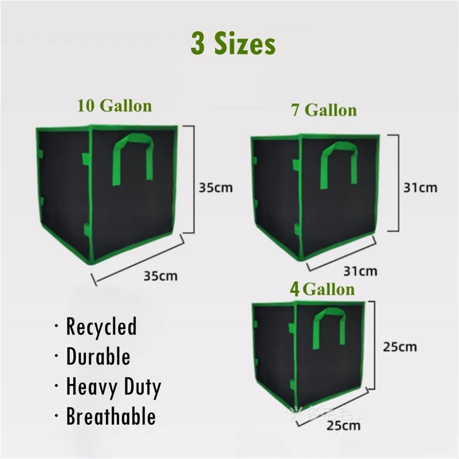 Stofftopf Quadratische Filz-Wachstumstasche | For Gemüseblumen, 2 Stück, 4/7/10 Gallonen(2PCS 7 Gallon)