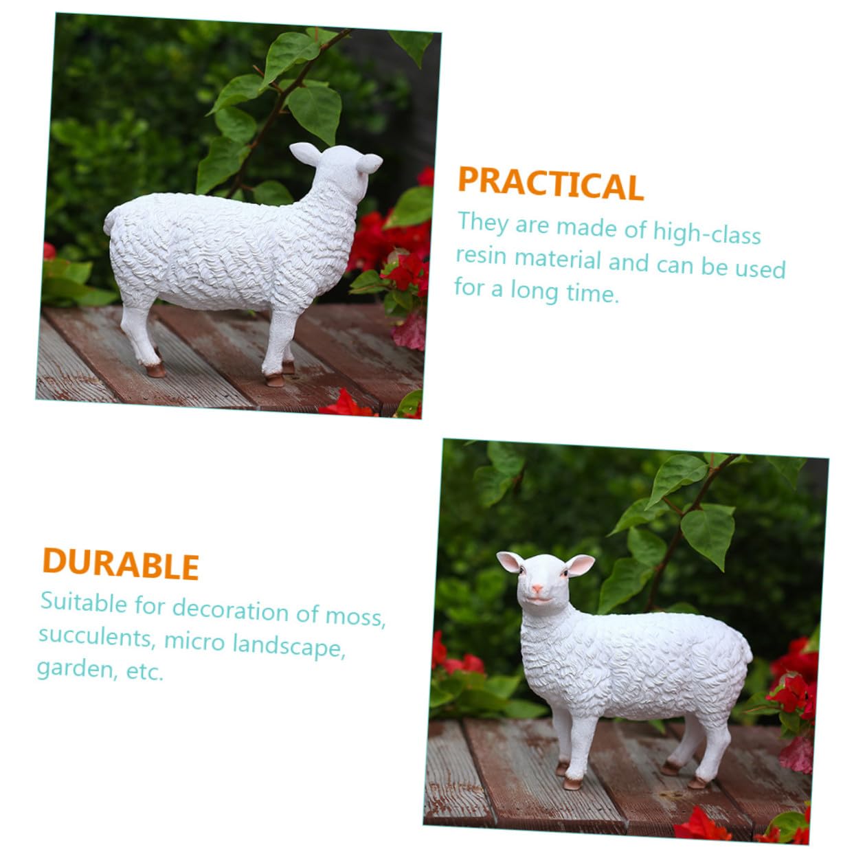 Tofficu Kunstharz Gartenschaf Dekofigur Klein Wetterfeste Schaffigur für Garten Terrasse Lebendige Outdoor Dekoration Geschenkidee für Gartenliebhaber