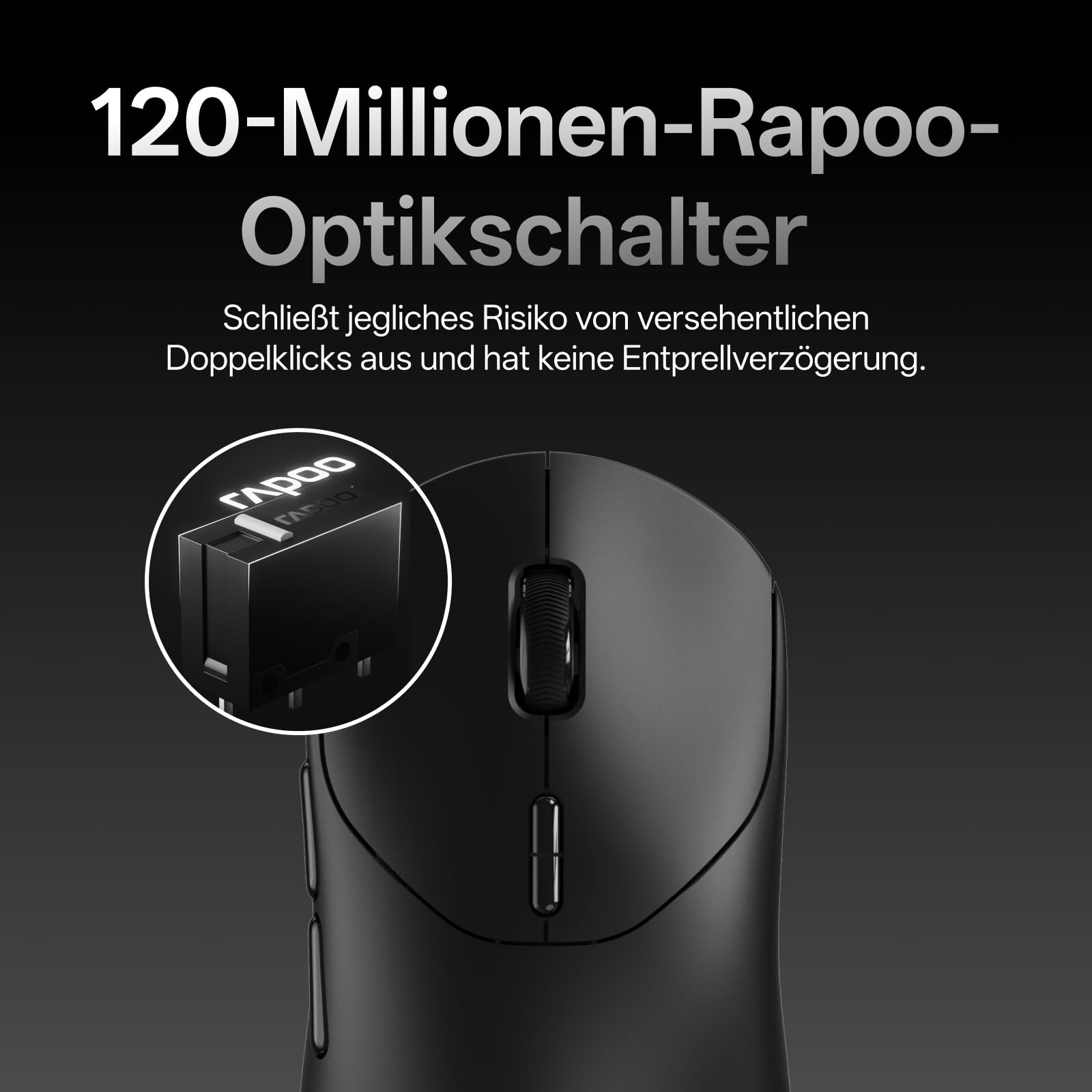 Rapoo VT2 MAX Kabellose Gaming-Maus 53g Ultraleicht PAW3950 30K DPI 8000Hz Abfragerate 750h Akku Schwarz