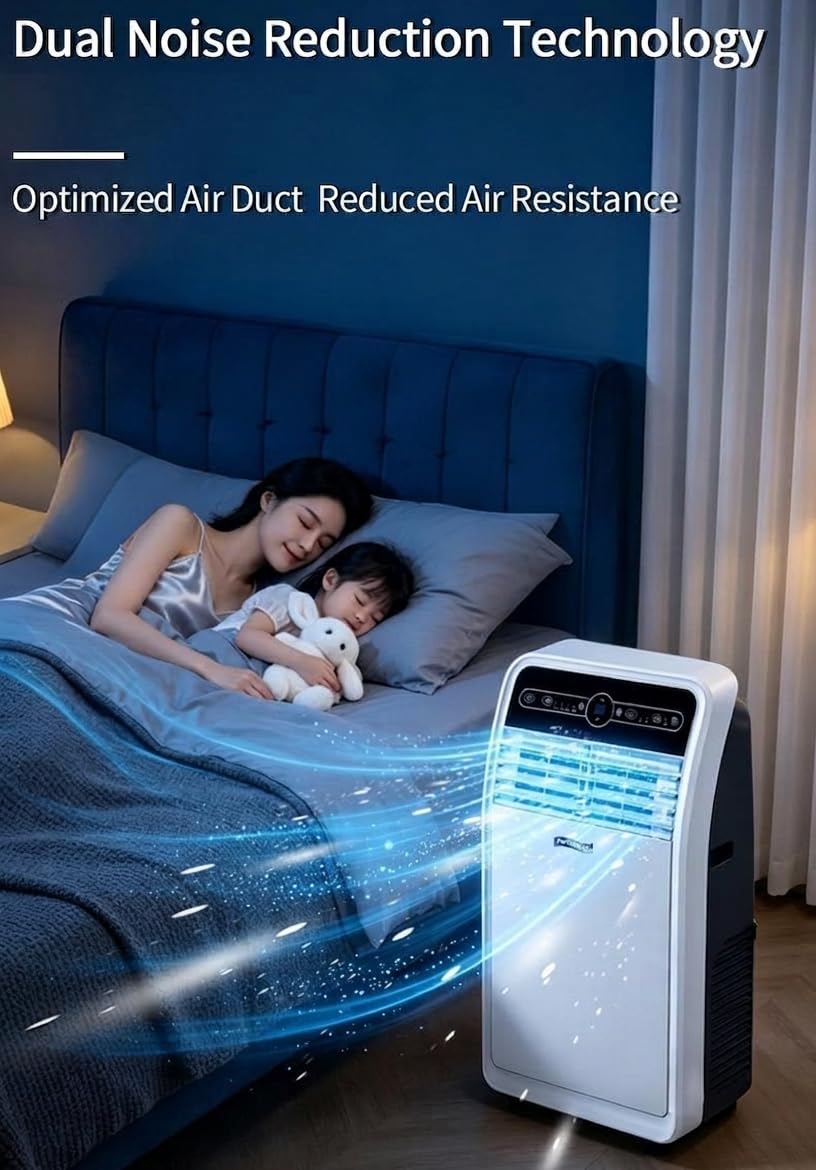 Climatizzatore Portatile 12000/18000 BTU, Unità AC fino a 32㎡ | Raffreddamento, Ventola e Deumidificazione, Flusso 300m³/h, Telecomando, Oscillazione 120°,Display LED(12000BTU)