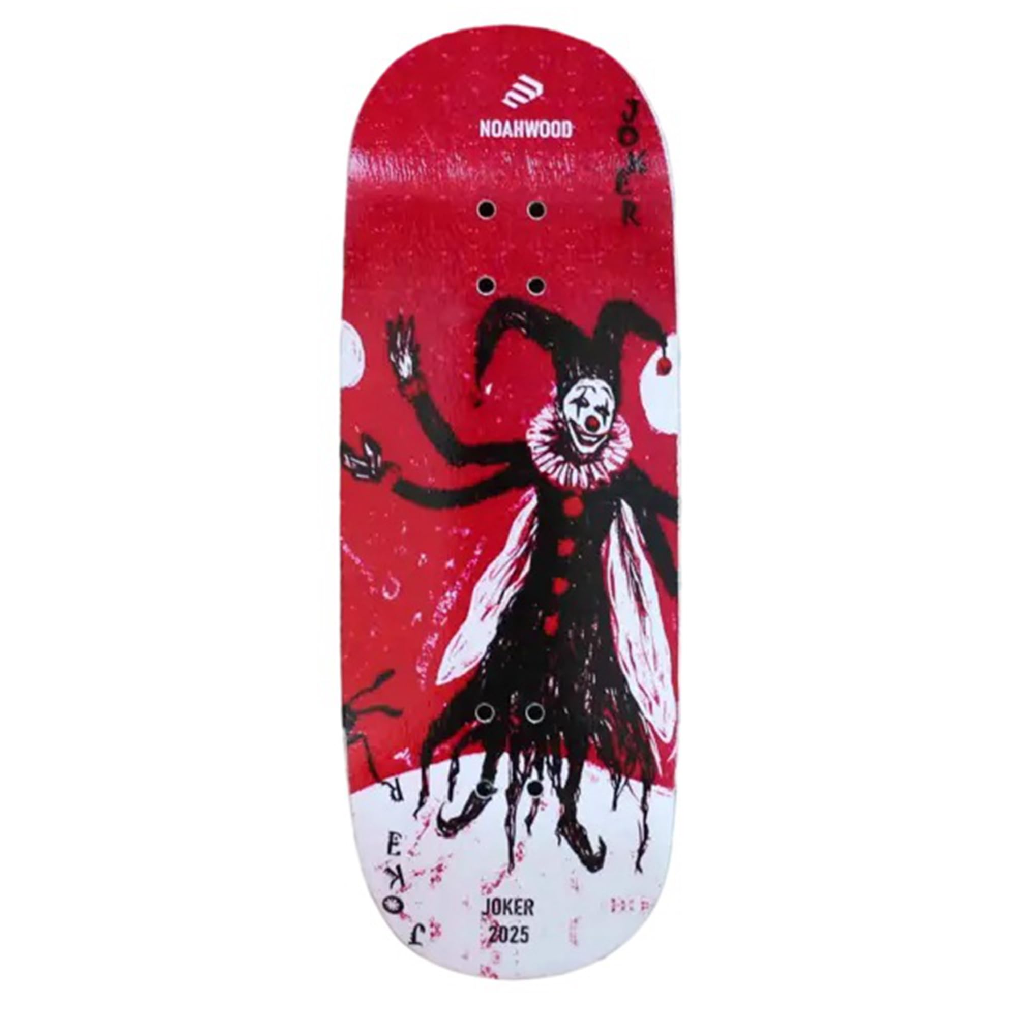 NOAHWOOD 15s PRO Fingerboard Deck (5-Layer Colour Maple Wooden Pro Concave 35 x 98mm Handmade Deck + 2 Grip Tape) Red Joker