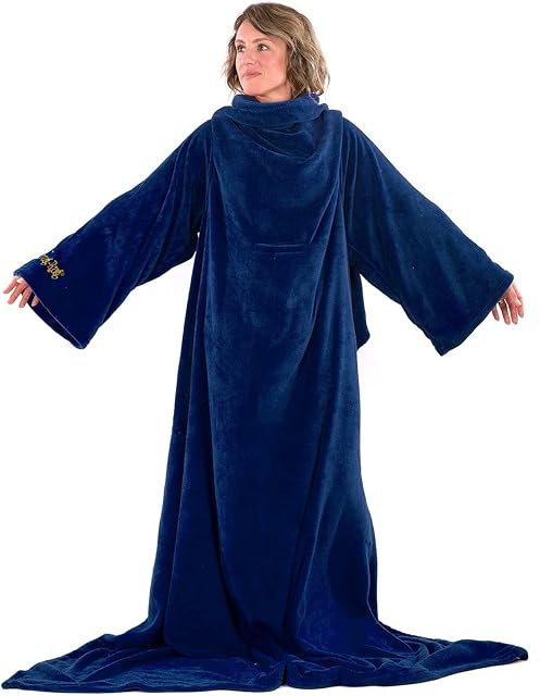 Snug Rug DELUXE Blanket With Sleeves | GENUINE SnugRug Sleeved Blankets | 260gsm Luxury Cosy Super Soft Coral Fleece Soft Fabric Long Oversized Sleeves & Pouch Pocket | Adults Size (Navy Blue)