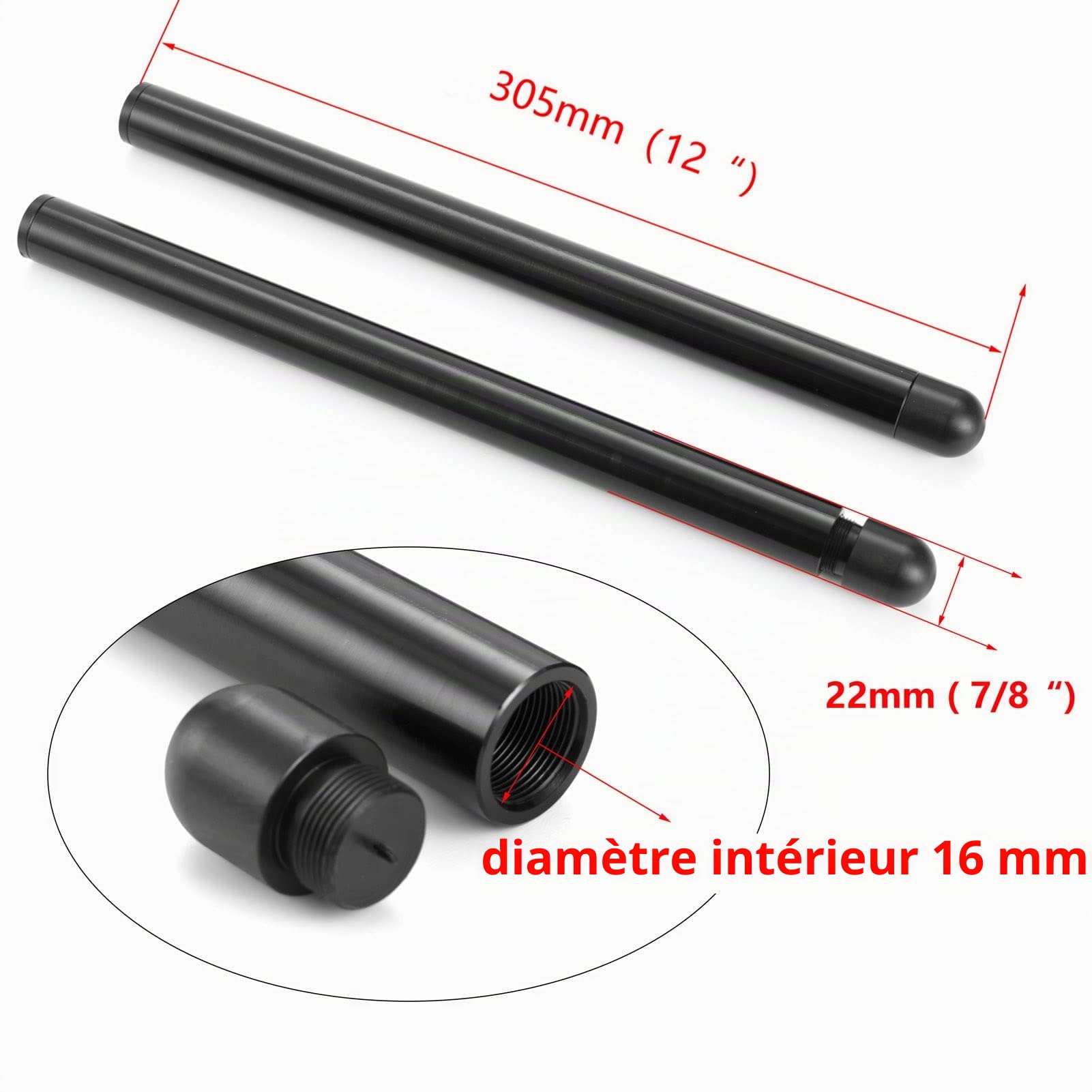 kit Demi Guidon Ø 38mm pour moto FZR 400/600 fourche Ø 38mm cafe racer demi guidon de tube Ø 22.2mm en aluminium
