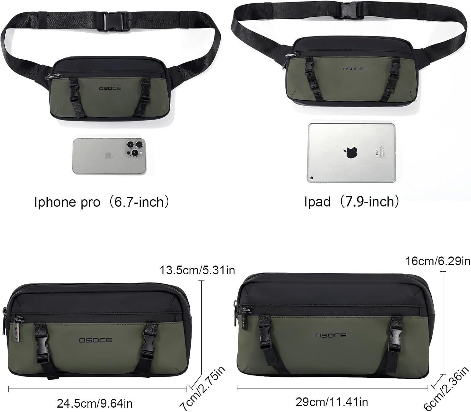 OSOE Water-Resistant Sling Bag for Men, Convertible Waist Packs to Crossbody Chest Bag, RFID Blocking, Lightweight Daypack for Travel, Hiking, EDC - Image 4