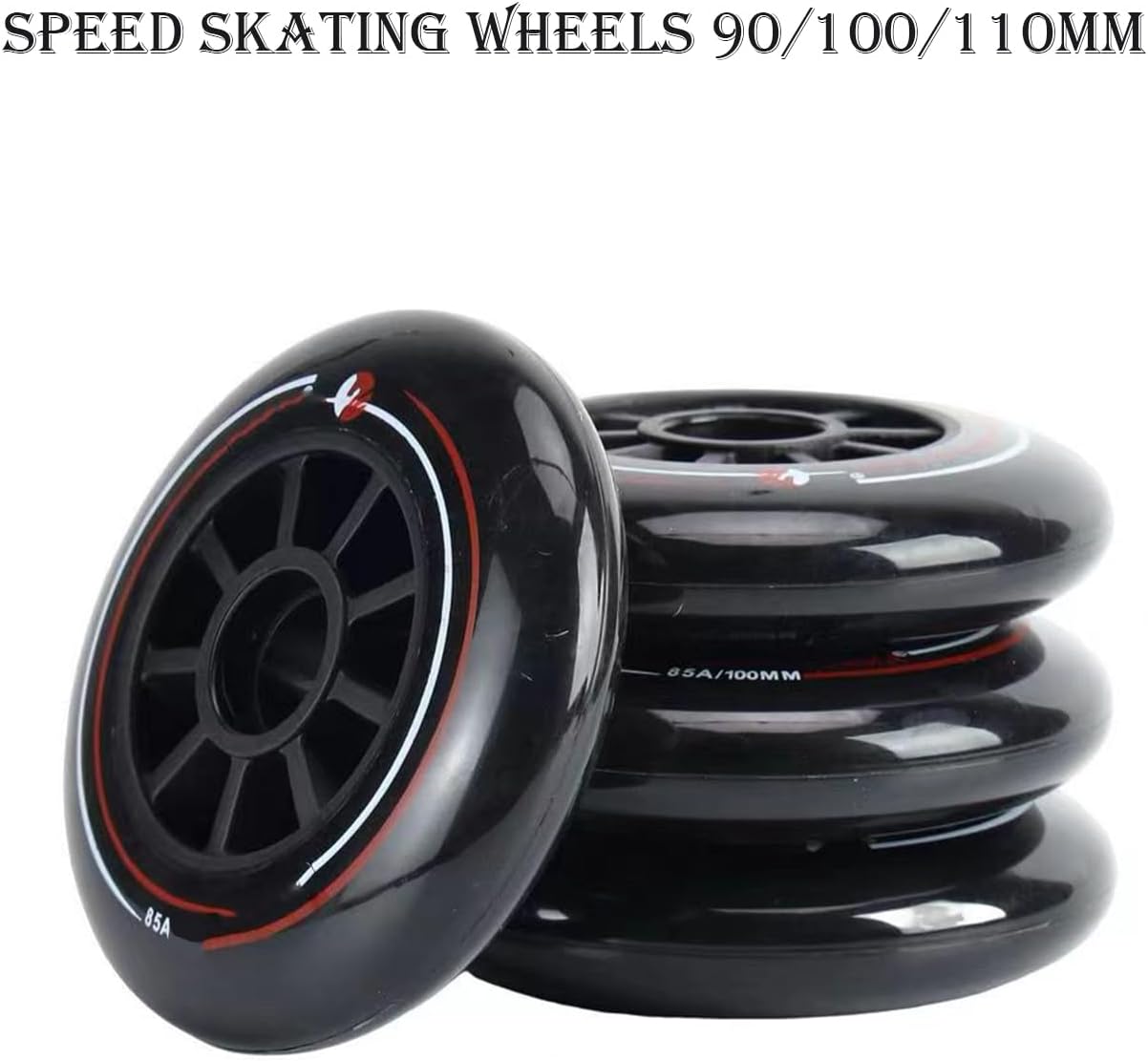 3-Pack 6-Pack Speed Skating Inline Wheels 90mm 100mm 110mm Inline Skate Wheels with ABEC-9 Bearings 85A Inline Skate Replacement Wheels Big wheels Training (black,6)