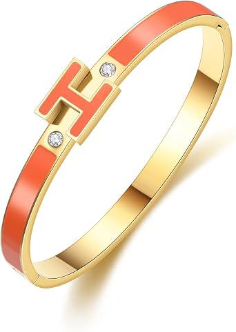 Gold Bracelets for Women, H Bracelets, Bangle Bracelets for Women, Dainty Bracelet Jewelry, Easter, Christmas, Mothers Day Gifts