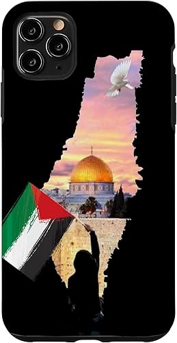 Funda para iPhone 11 Pro Max Boy Hold Palestina Mapa Bandera de Jerusalén Ciudad Palestina