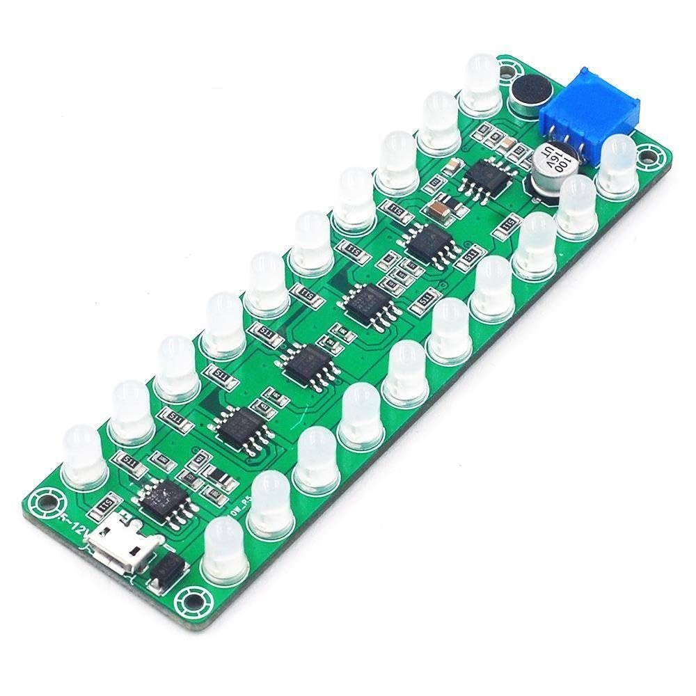 Voice-Activated Power Spectrum Audio Level Meter LED Indicator Flash Melody Light Audio Companion 3 Color Mixed Light