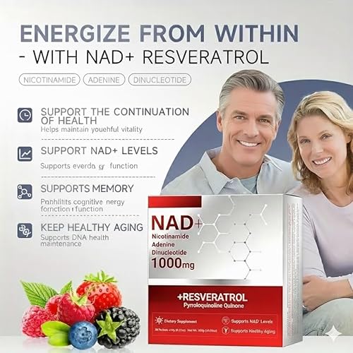 Miniatura 4 de Gel líquido NAD+ de 1000 mg con resveratrol, fitosoma de quercetina y PQQ  Energía celular, apoyo mitocondrial y envejecimiento saludable  30