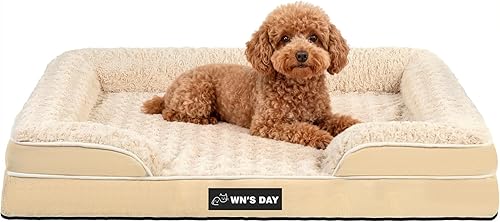 Miniatura 52 de Cama ortopédica para perros de tamaño grande y mediano, cama grande de espuma viscoelástica lavable, sofá mediano para mascotas con funda extraíble,