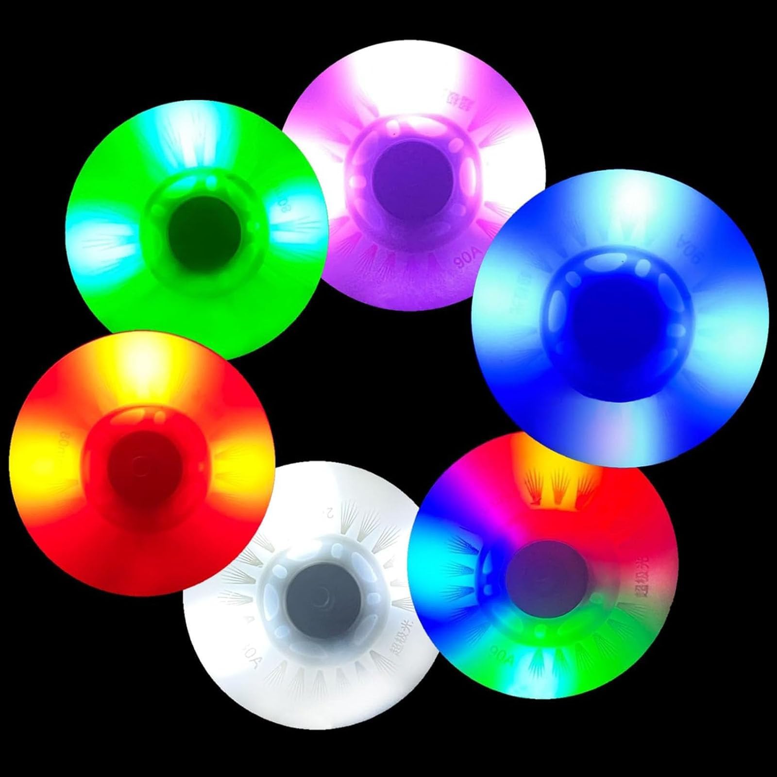 LED-Leuchträder für Inlineskates mit magnetischem Kern und Lagern, für den Innen- und Außenbereich 90A Lumineszenz Rollschuhräder, 8er-Pack (Grün, 90 mm)