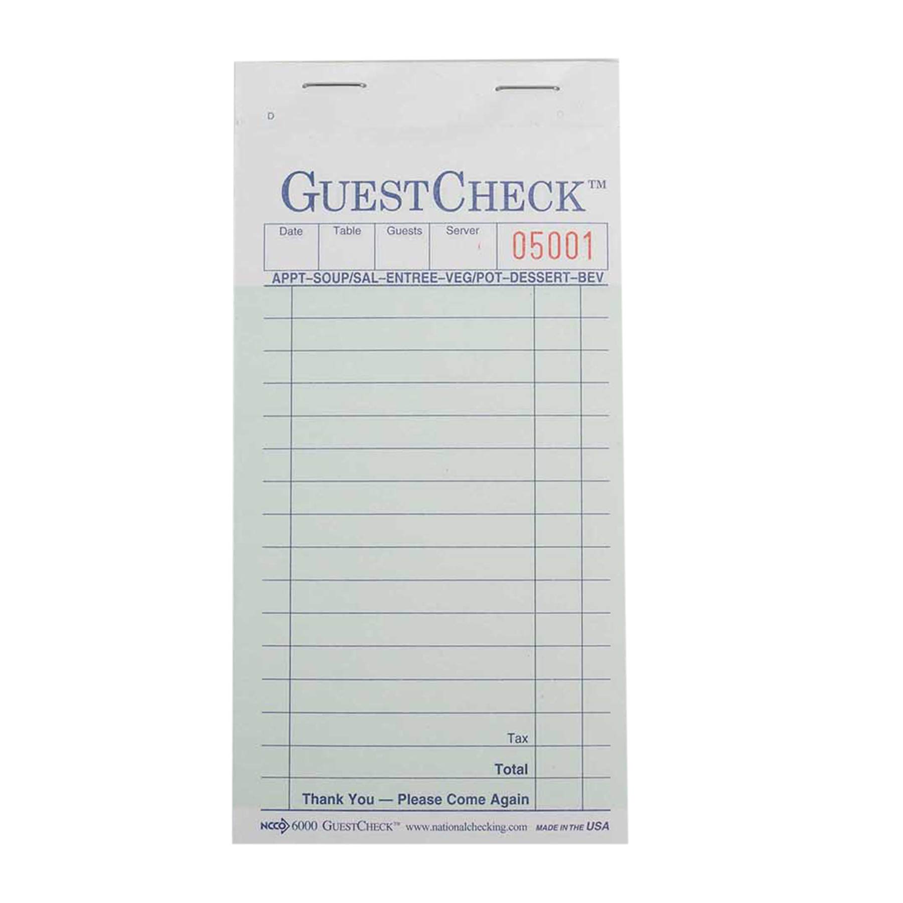 Guestcheck -Carbon by NCCO – Green, Pack of 2500