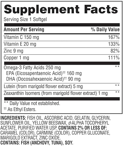Miniatura 5 de Equate Vision Formula 50+ Luteína Zeaxantina Omega-3 Cápsulas blandas para adultos 50+, 50 unidades de calcomanías