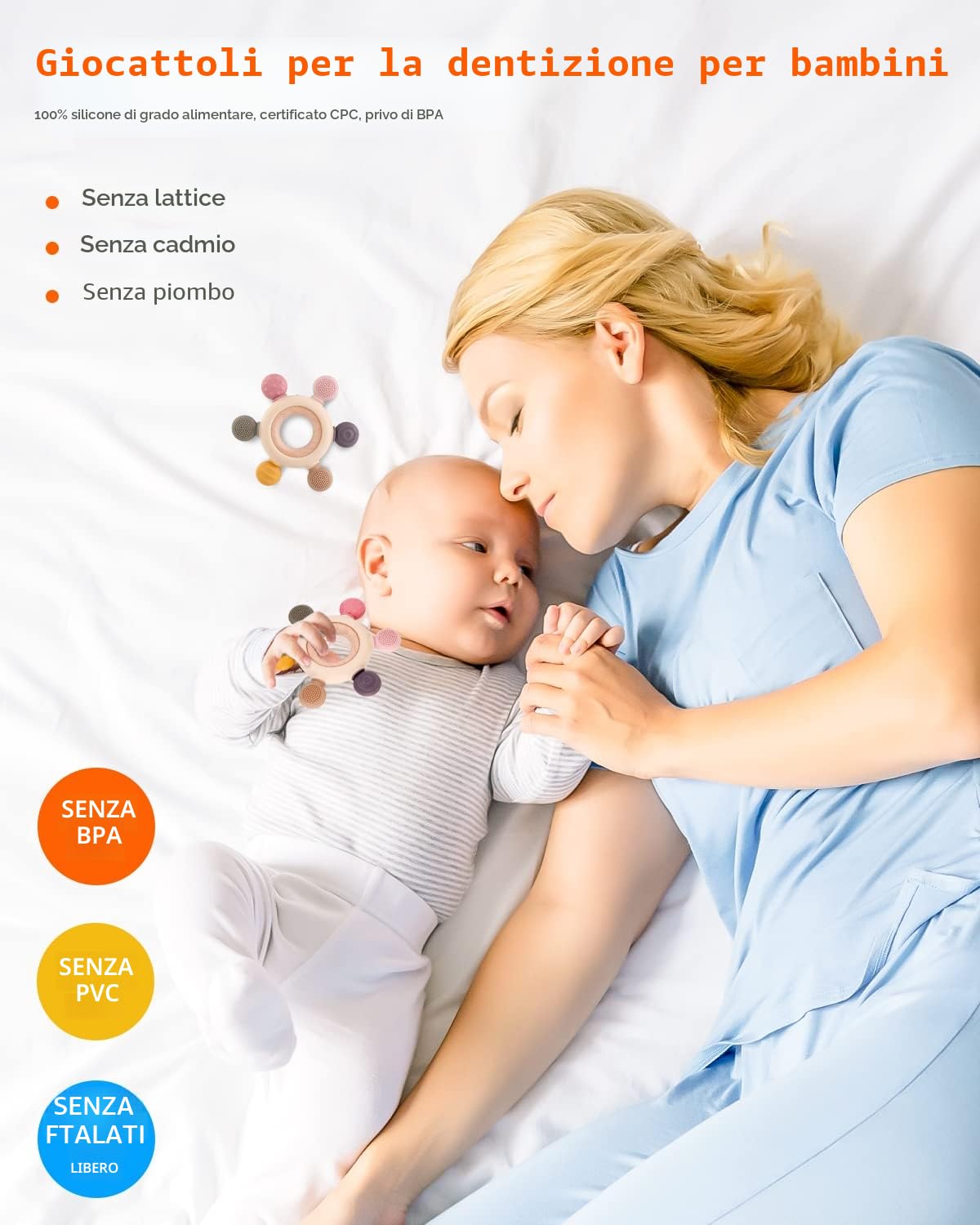 akolik Neonato Dentizione Anello in Silicone Massaggio Gengive Giocattoli Sensoriali 3-12 Mesi Grado Alimentare