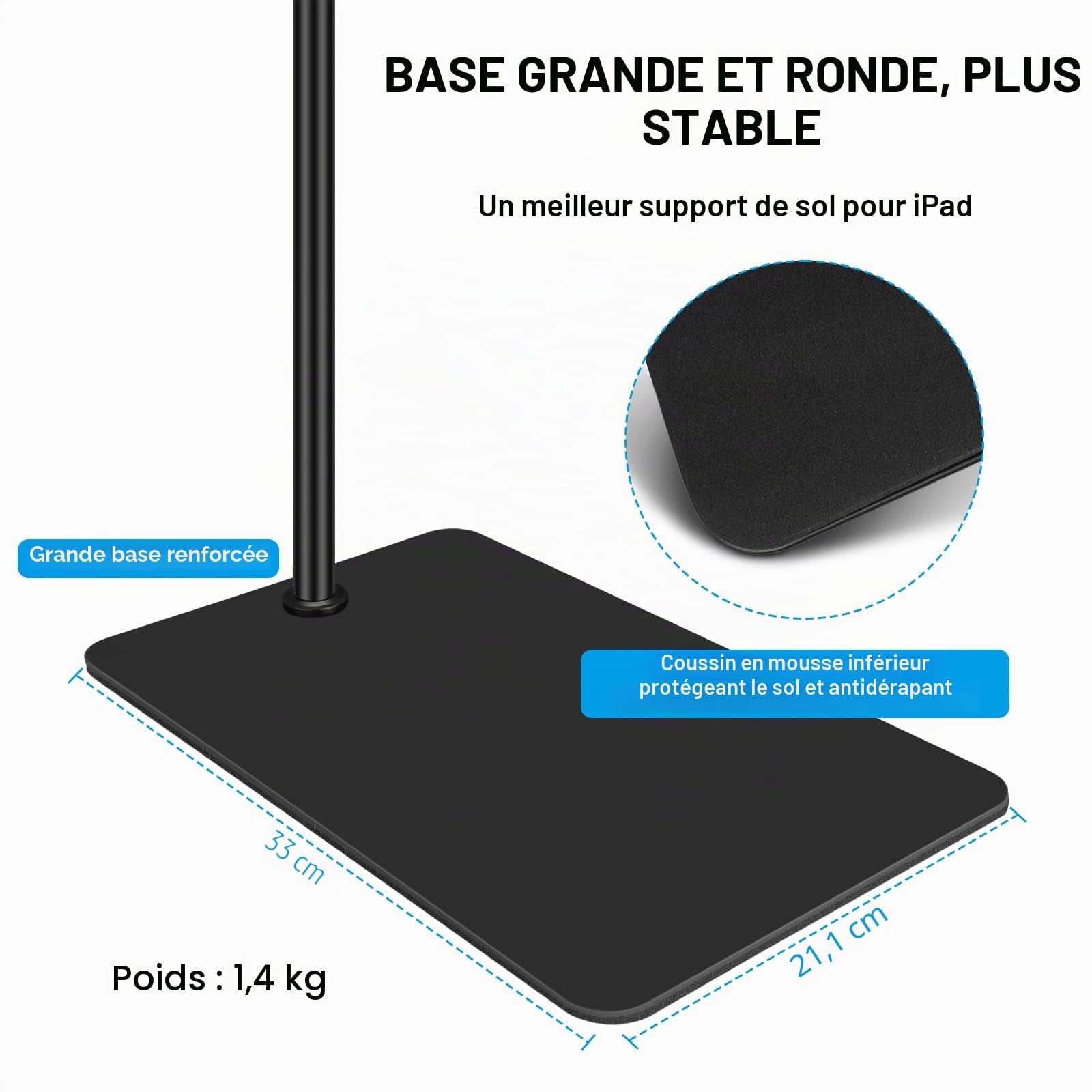 Support métal rotatif 360° Support flexible col de cygne Pour iPad Mini, Air, Pro, smartphones et tablettes (4,5 à 12,9 pouces)
