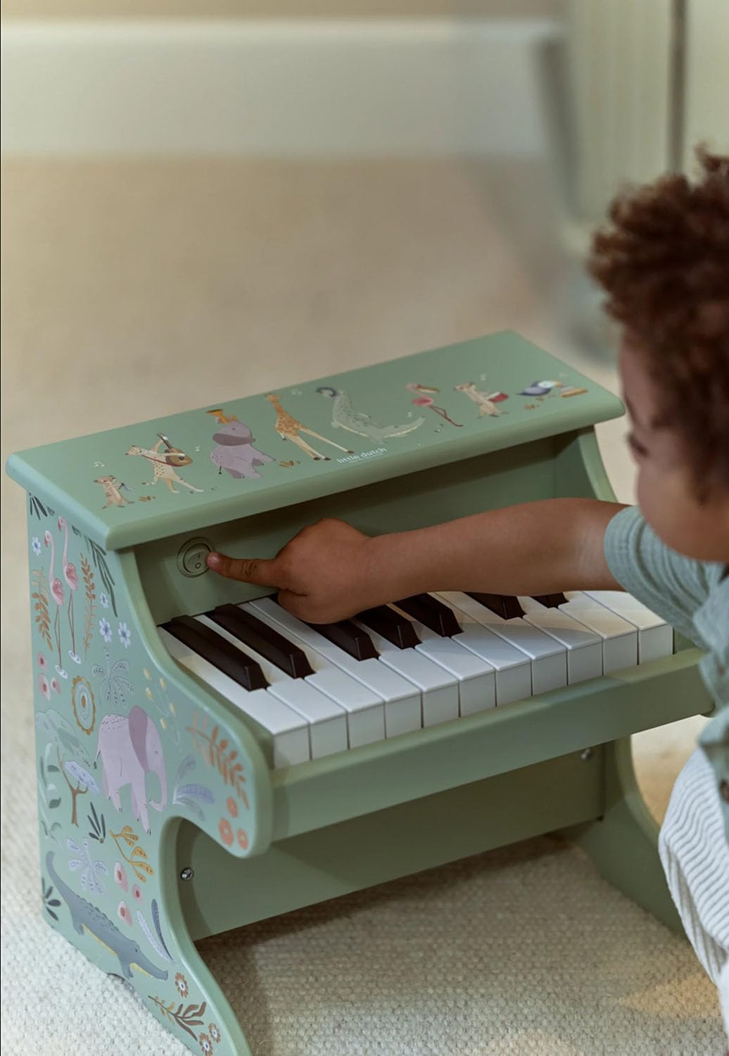 Little Dutch Kinder Piano - Klavier - Holzklavier - Holzpiano - für Jungen und Mädchen ab 3 Jahren - Unisex - Safari Friends - grün