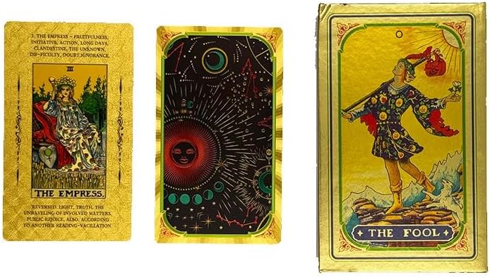 Gold Foil, Color Printed, PVC Waterproof Tarot Cards (Gold)