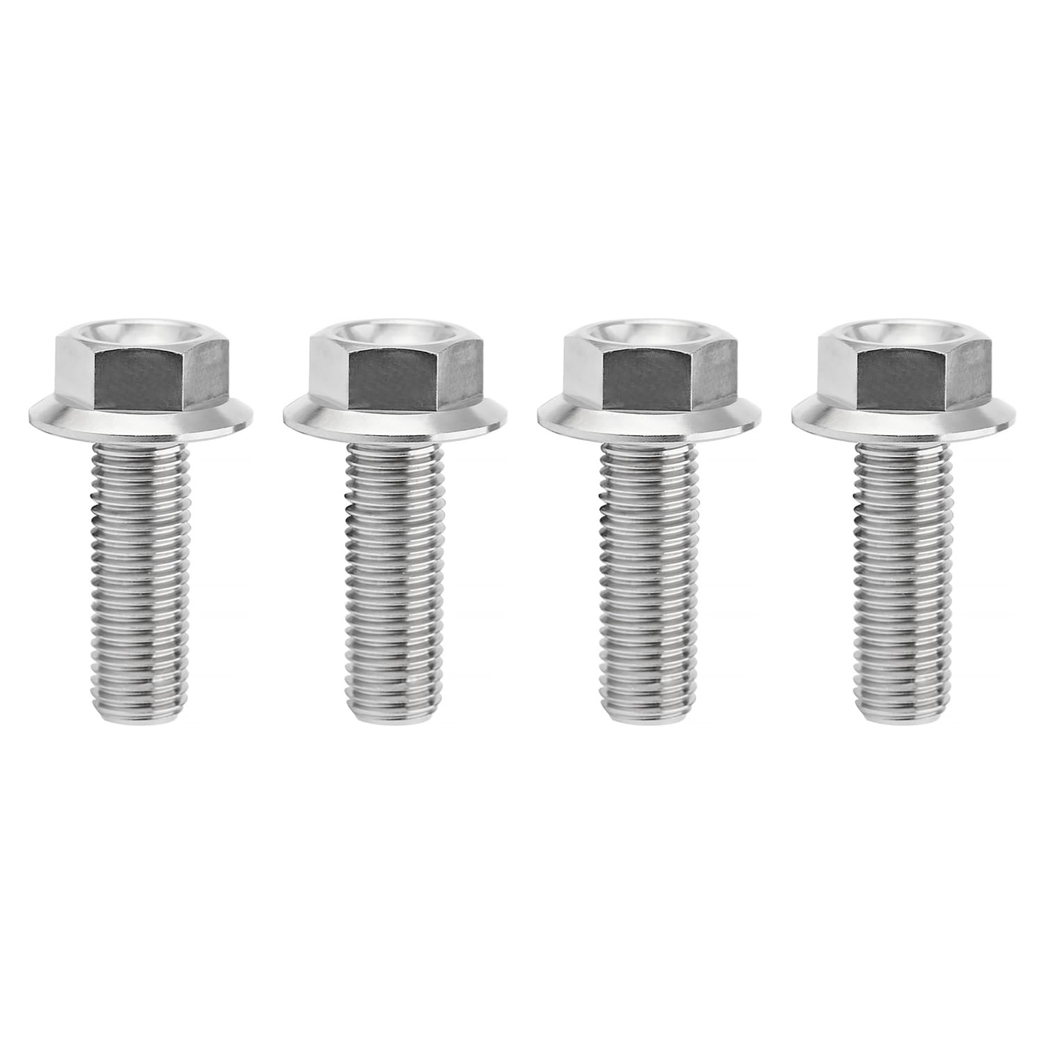 Ti Screws M10 x 20 25 30 35 40 45 50 55 60 65 70 75 80 90 100mm 1.25 Pitch Titanium Flange Hex Bolt Pack of 4 (Silver, M10x25mm)