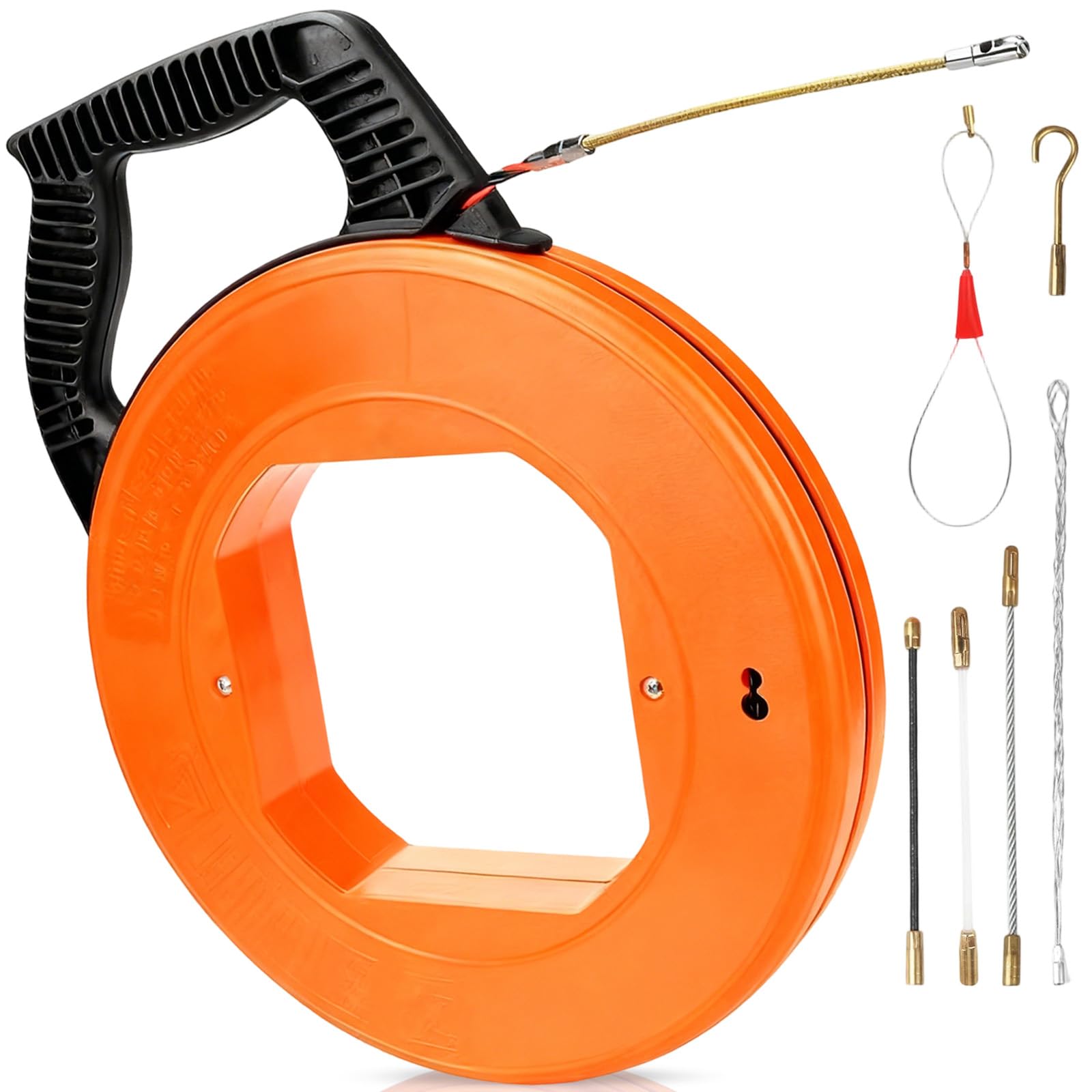 30m Guía Pasacables Electricista Profesional con 6 Adaptadores, Herramientas de Pesca Alambre Flexible para Cableado Eléctrico, Tendido Cables, Tendido Líneas y Tendido Cables Conductos Subterráneos
