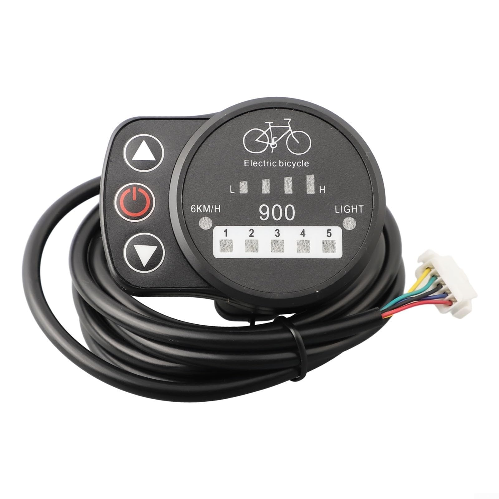 LED900S Pannello di controllo per bici elettrica per sistema KT 24 V 36 V 48 V con 5 modalità di assistenza e 6 km/h Walk Aid, 22,2 mm Bar Mount Display LCD per ciclismo