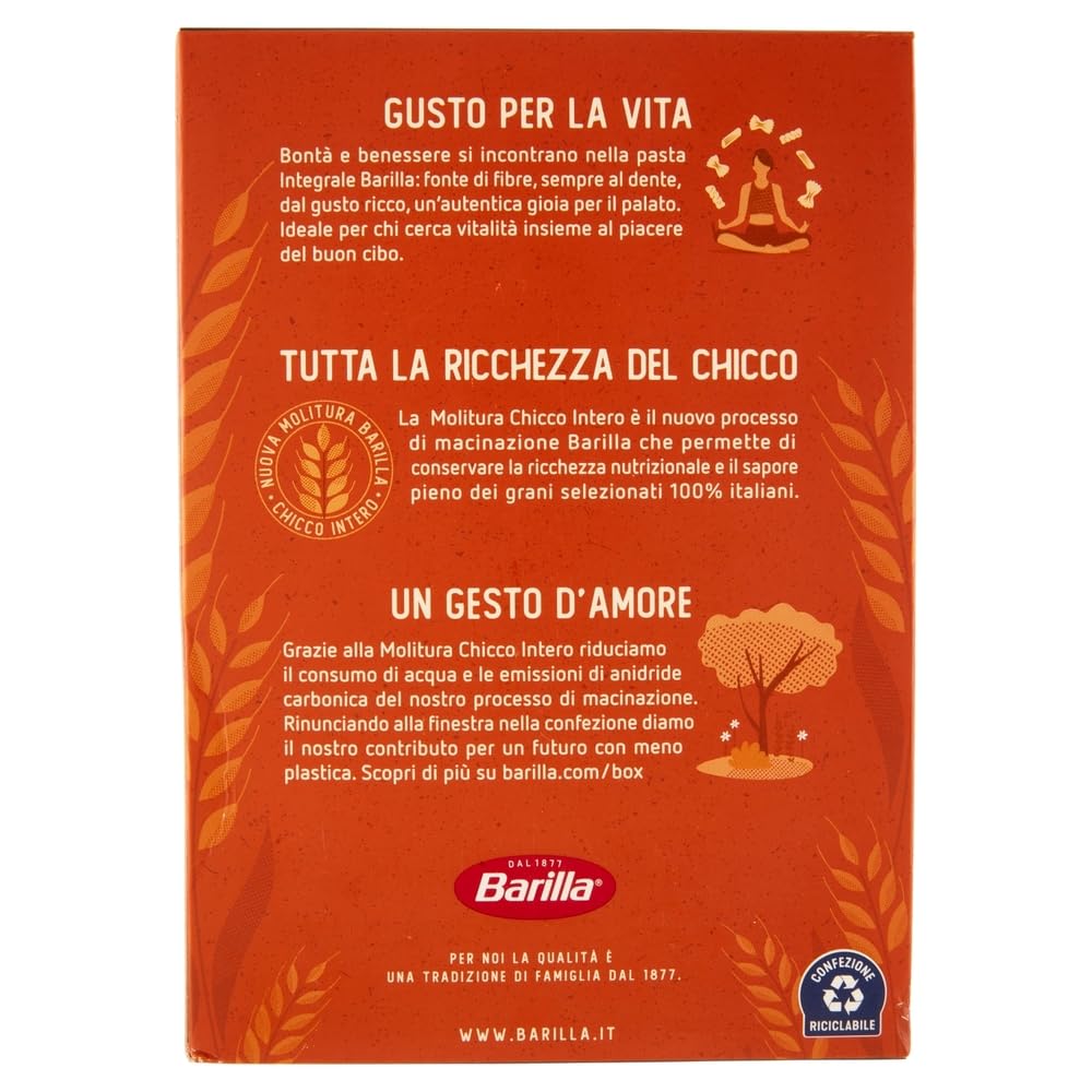 30x Barilla Vollkorn Pasta Integrale Mezze Penne Rigate Integrali Vollkorn italienisch Nudeln 500g pack + Beni Culinari Kostenloser Schlüsselanhänger