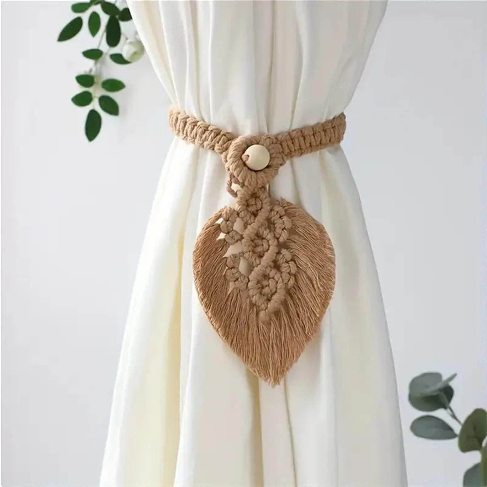 Alzapaños para Cortinas con borlas de algodón Tejidas a Mano, Accesorios Decorativos para Sala de Estar (Gris, 2 Unidades)